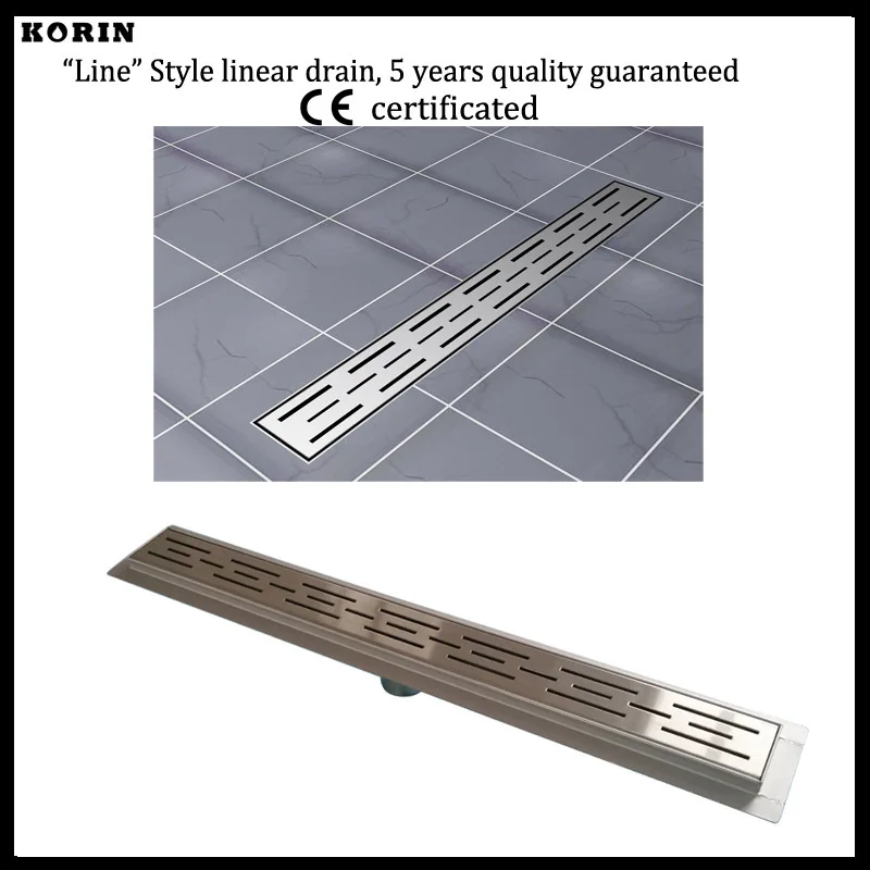 600mm "Line" Style Stainless Steel 304 Linear Shower Drain, Vertical