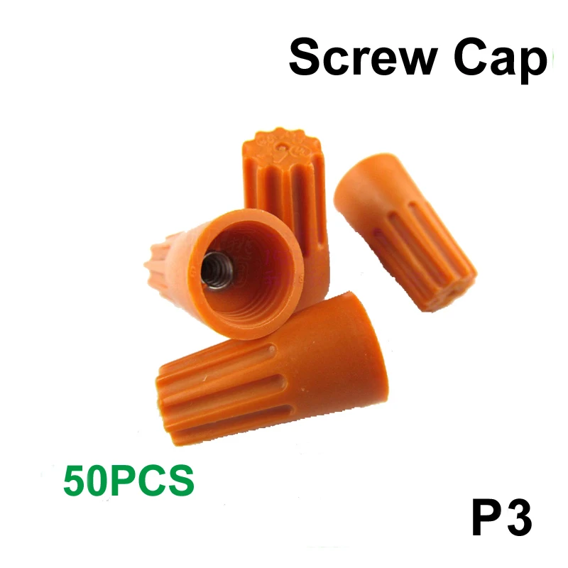 50pcs/set P3 Orange Electrical Wire Twist Connectors Assorted Wire