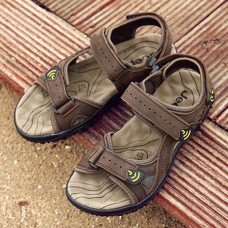 Classic Brand genuine cow leather men's sandals comfort casual shoes men slipers top quality outdoor sandals men's shoes Classic Brand genuine cow leather men's sandals comfort casual shoes men slipers top quality outdoor sandals men's shoes