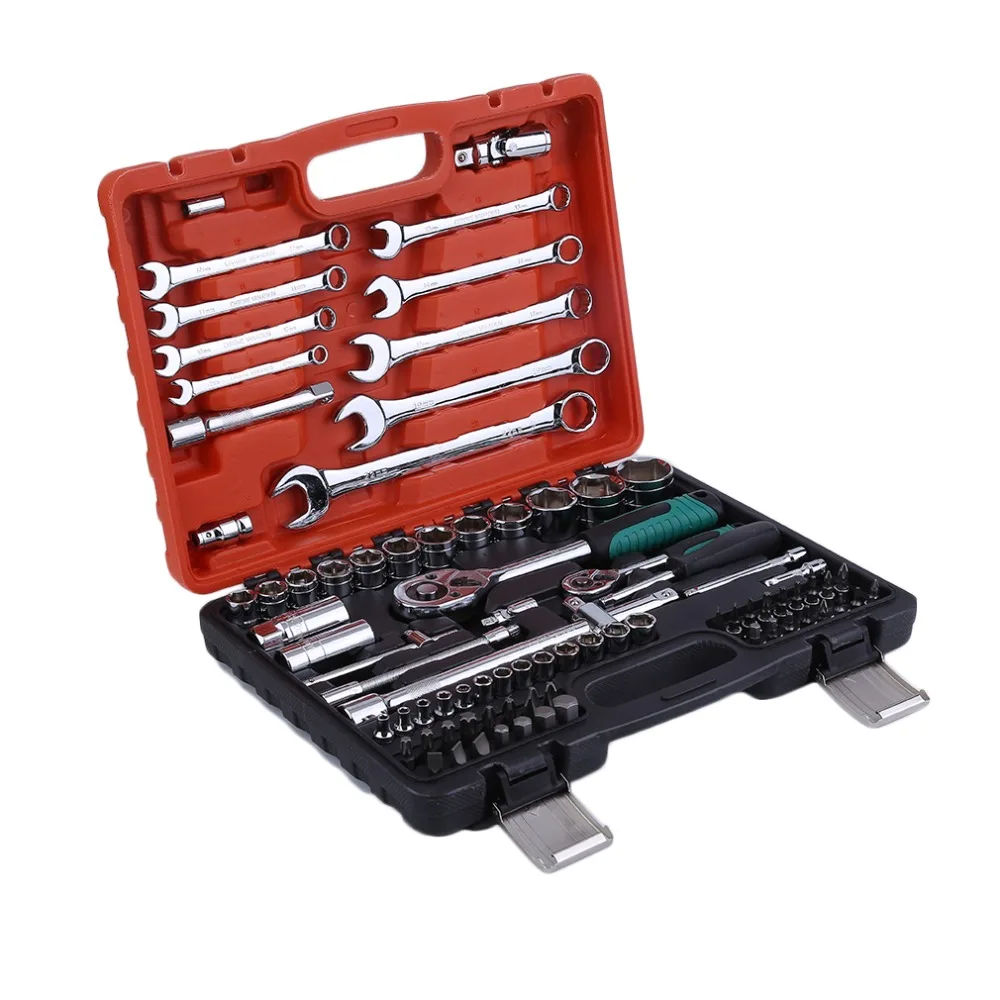 

(Ship From DE)82pcs/set Keys Spanner Car Vehicles Repair Tool Ratchet Torque Wrench Combo Tools Kit Auto Repairing Hand Tools