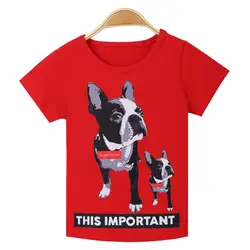 2019 футболка для мальчиков, повседневная одежда с рисунком собаки, впитывающий пот, От 2 до 8 лет, детская одежда, хлопковые футболки с круглым