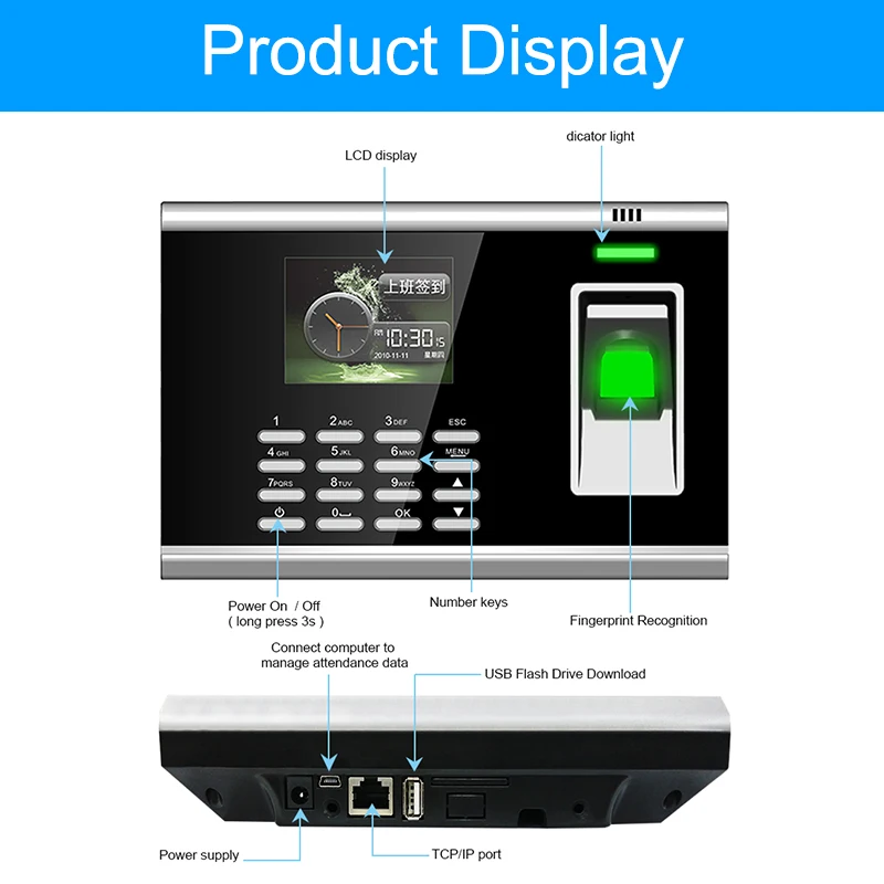 Fingerprint Door Access Control System Security Biometric Fingerprint Time Attendance System TCPIP Time Clock Employee Machine Fingerprint Door Access Control System Security Biometric Fingerprint Time Attendance System TCPIP Time Clock Employee Machine
