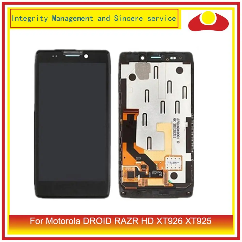 

For Motorola DROID RAZR HD XT926 XT925 LCD Display With Touch Screen Digitizer Sensor Panel Complete Monitor Module Frame