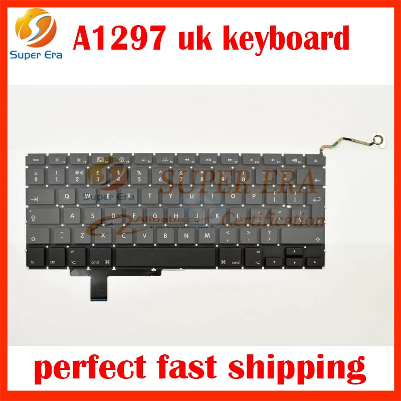 10PCS/lot Original A1297 UK Keyboard For Apple Macbook Pro 17'' UK / English Keyboard With Backlight Replacement 2009-2011year