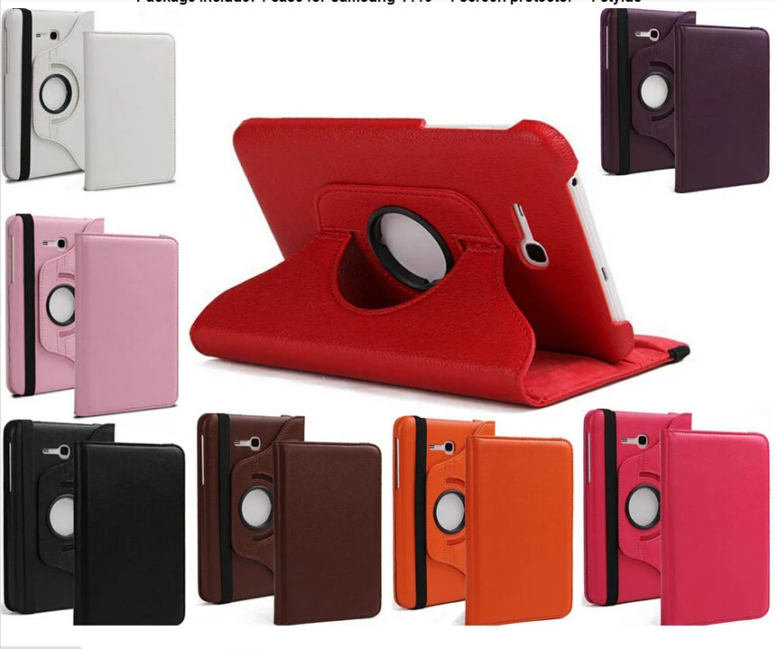 

Hot Pada rotating case for samsung galaxy tab 3 lite 7.0 SM-T113 T113NU T116 7'' tablet cover +screen protector