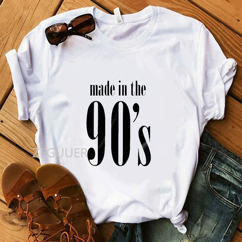 

Vogue 100% Cotton White T-Shirt Made in the 90's Party Retro Women T-shirt Girl Hipster Tees Lady Soft O-Neck Harajuku Tops