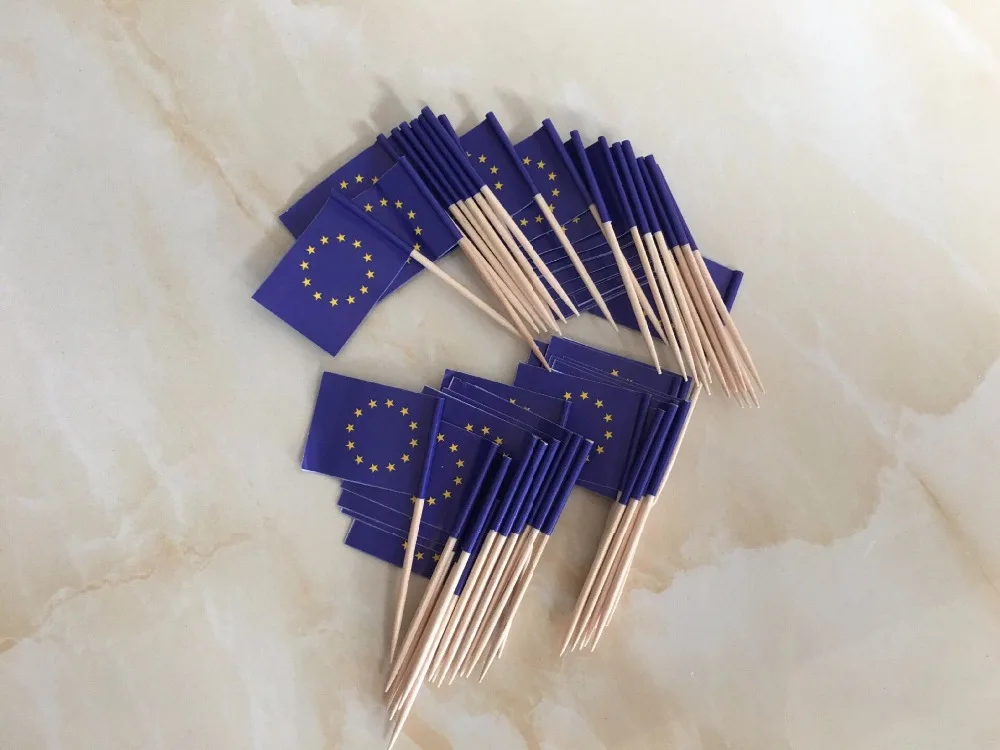 

Mini European Union Flag Paper Food Picks Dinner Cake Toothpicks Cupcake Decoration Fruit Cocktail Sticks Party Supplies