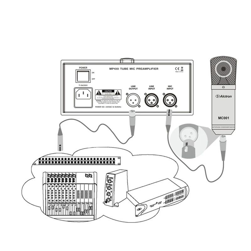 Alctron MP100 одноканальный высококачественный электронный ламповый микрофонный предусилитель микрофонный усилитель