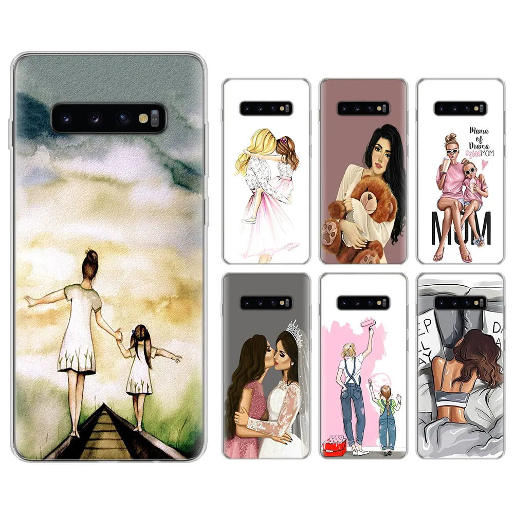 

Baby Mom Girl Phone cases for Samsung Galaxy S10 S10 Plus S10e S8 S9 Plus M10 M20 S6 S7 edge TPU Soft Silicone case