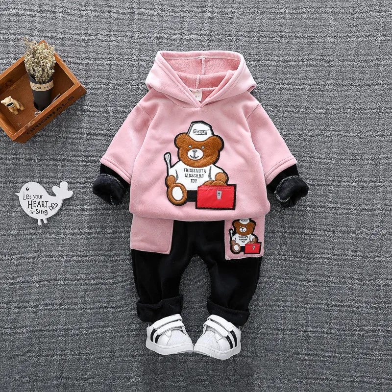 

0-4 years High quality boys girl clothes 2018 winter thicken woolen children clothing kids clothes baby boys girl clothing set