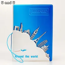 Cartoonpassportcoverforпутешествия, puleatherditholderwithsize14* 9,6 см, passportholder-Aroundtheworld