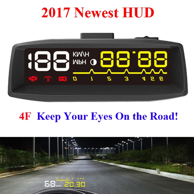 Автомобильный проектор OBDII EUOBD HUD OBD2 4F с автоматическим дисплеем км/ч миль/ч