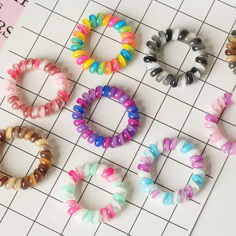 (10 Pieces/lot) Korean Hair Accessories Simple Gradient Color Hair Ring Pony Tail Rope Girl Color Phone Cord Hair Bands (10 Pieces/lot) Korean Hair Accessories Simple Gradient Color Hair Ring Pony Tail Rope Girl Color Phone Cord Hair Bands