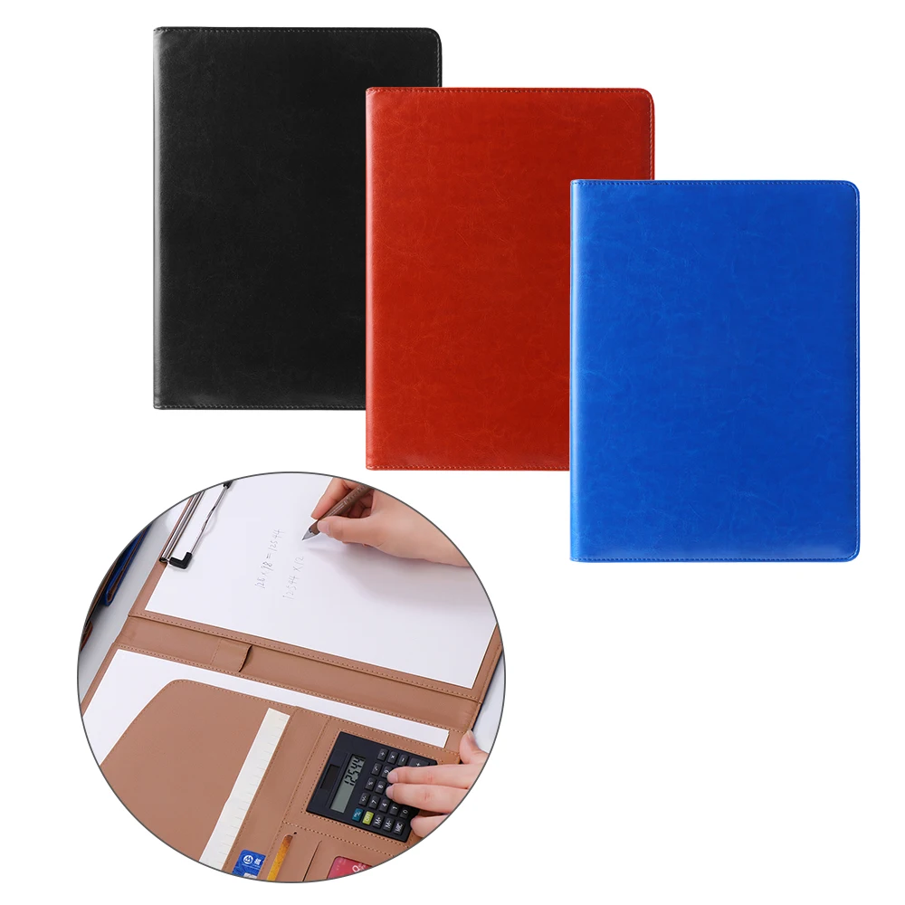 

1PC A4 PU Leather File Folder With Calculator Multi-function Business Document Pads Manager Portfolio Office Supplies