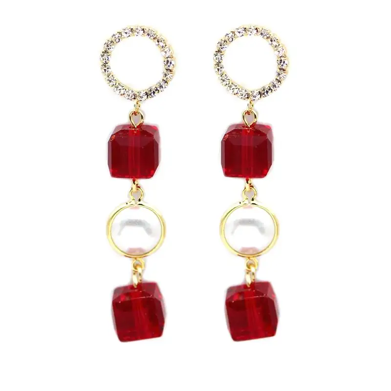 

Color Rhinestone Drop Earrings For Women Fashion Circle Bijoux Cute Gifts