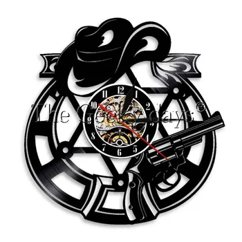 

1Piece Hat and Revolver Wall Clock Glow in Dark Cowboy Atmosphere Light Wall Lamp Handmade Gift Idea