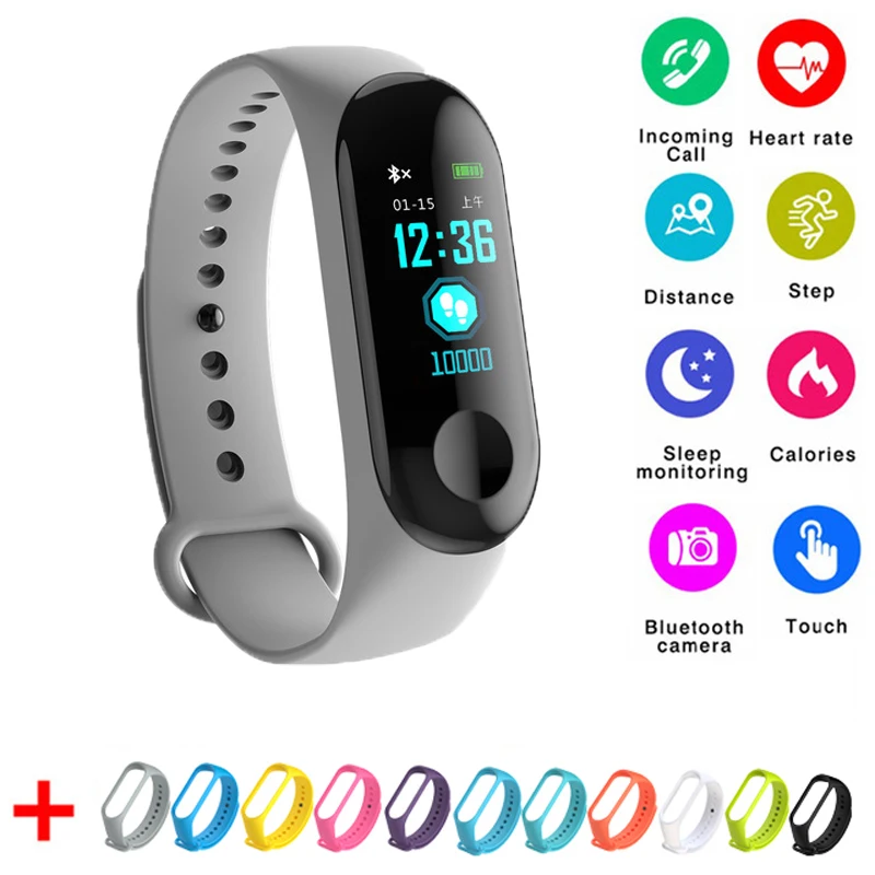 

2019 New Smart Sports Watch Heart Rate Blood Pressure Monitor Women Smart Watch Men Fitness Tracker Pedometer Watch+band Pk M3