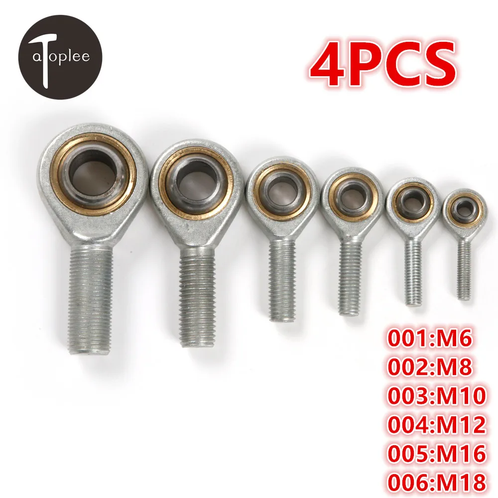 

4PCS M6 M8 M10 M12 M16 M18 Male Oscillating Bearing Right Thread Fish Eye Rod End Joint Bearing Machine Ball Bearing