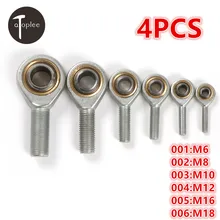 4PCS M6 M8 M10 M12 M16 M18 Male Ball Bearing Fish Eye Rod End Joint Bearing Thread Auto Damper Oscillating Bearing hot 2pcs m5 m6 m8 m10 ball head rod end joint bearing set white zinc coated right hand bearings for auto car ball connecting rod