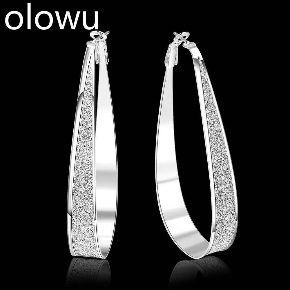 Женские серьги olowu большие овальные серьги-кольца серебряного цвета 70 мм |