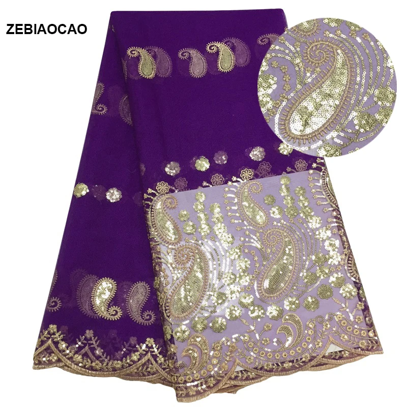 

French sequins Lace Fabric Purple African Lace Fabric2019 High Quality Lace Embroidered Fabric for Wedding Dresses Nigeria lace