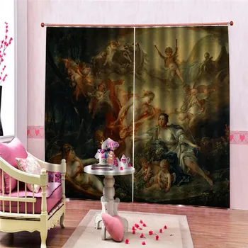 

Classic Print Luxury Decor Digital 3D Blackout Window Curtain Drapes For Living room Tapestry Decorative Treatment