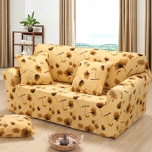 Gelb floral sofa abdeckung spandex mit elastische ginkgo/Löwenzahn fundas de sofas universal einzel/doppel/3 sitzer sofabezüge