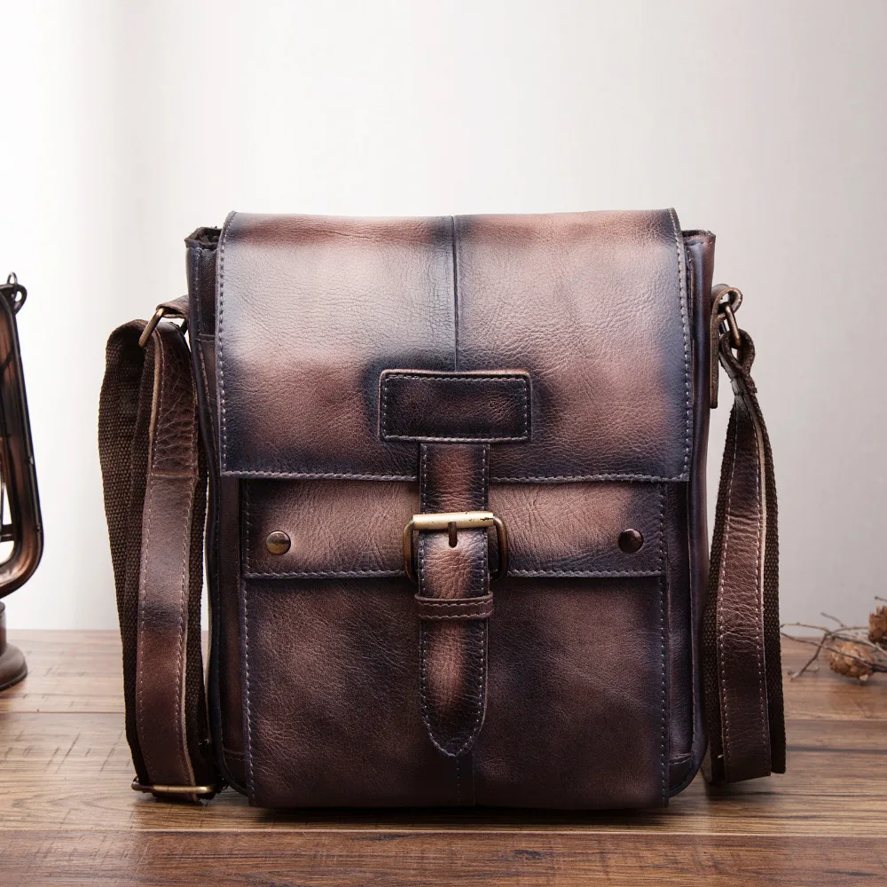 

Fashion Quality Leather Male Casual Messenger bag Satchel Cowhide Design Crossbody Shoulder bag School Book Bag For Men 8571db