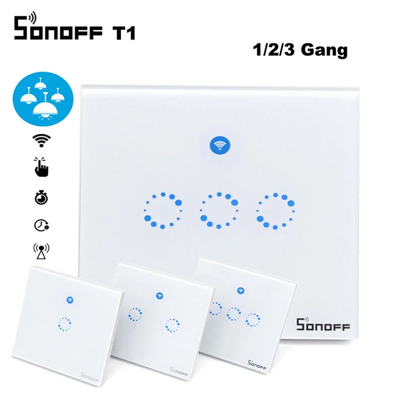 

Sonoff 1 2 3 Gang Smart WiFi RF Panel Touch Switch Wall Retome Control UK US Smart electronics with APP Alexa Google Home
