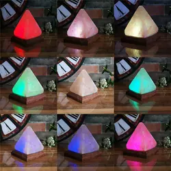 Usb-соляная лампа треугольник деревянный с ручной резьбой база Гималайский Кристал рок свет очиститель воздуха ночные светильники