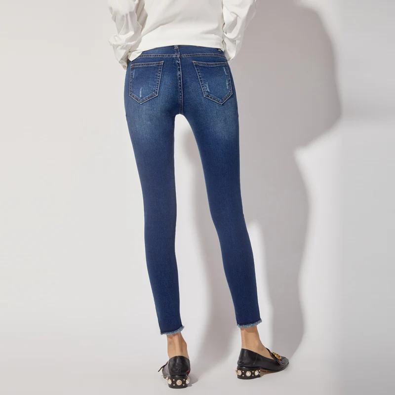 LEIJIJEANS новинка 2019 весенние Стрейчевые отбеленные джинсы рваные стиль размера