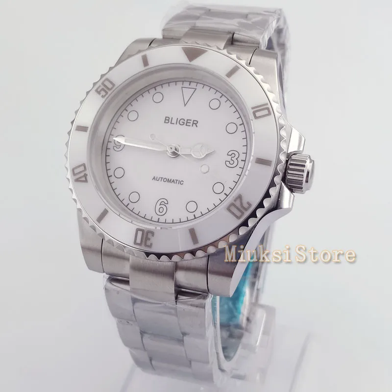 

40mm white dial Sport Relogio Masculino Hommes Date Horloge Montres Hommes bracelet Luminous Automatic Top Marque Luxe