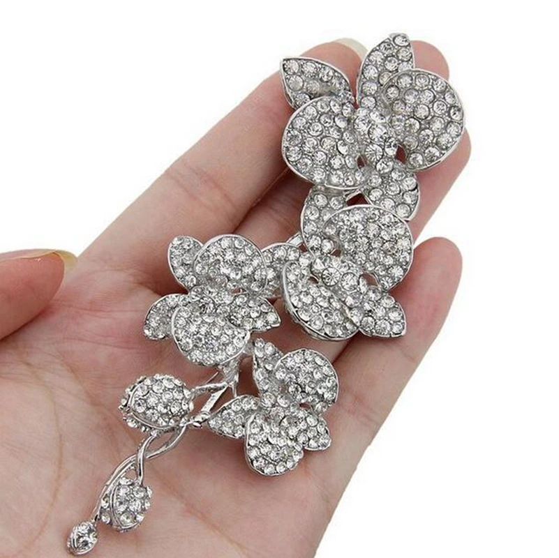 4.7" Extra Large Vintage Style Dark Silver Tone Elegant Bridal Brooches