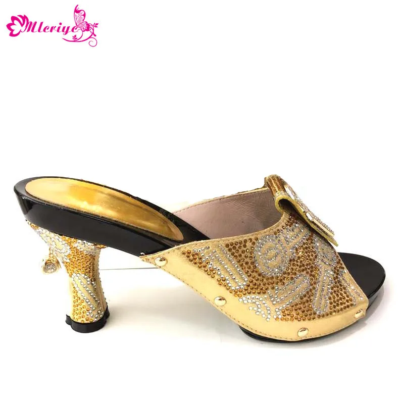 

golden Luxury Rhinestones African High Heels Brand Design African Woman Shoes for Parties High Quality African Wedding Shoes