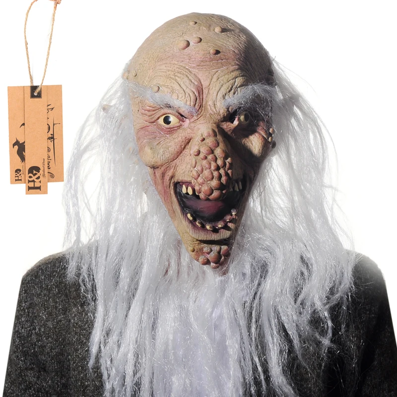 

H&D Scary Wizard Mask Latex Realistic Old Man Masks for Halloween Cosplay Costumes and Party Props (Bald old man mask)