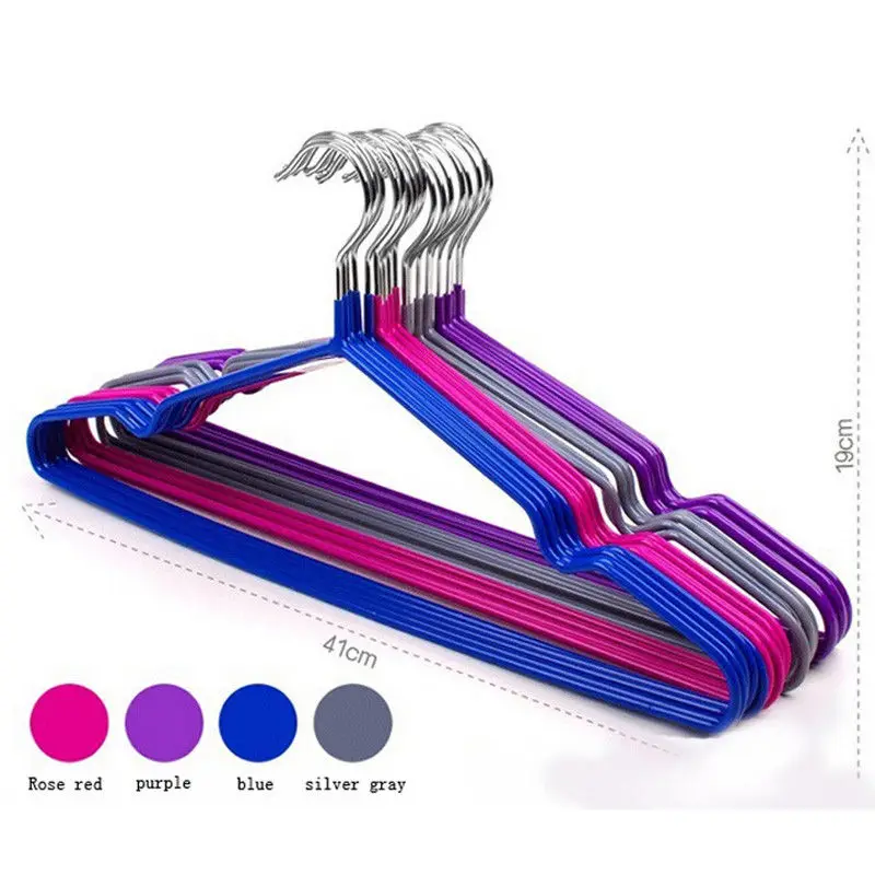 Wholesale 10 Pack Non Slip Flocked Velvet Clothes Hangers Stainless