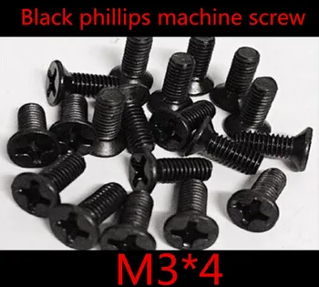

1000pcs/lot DIN7985 M3*4 Steel With Black Cross Recessed Phillips Flat Head Countersunk Machine Screw