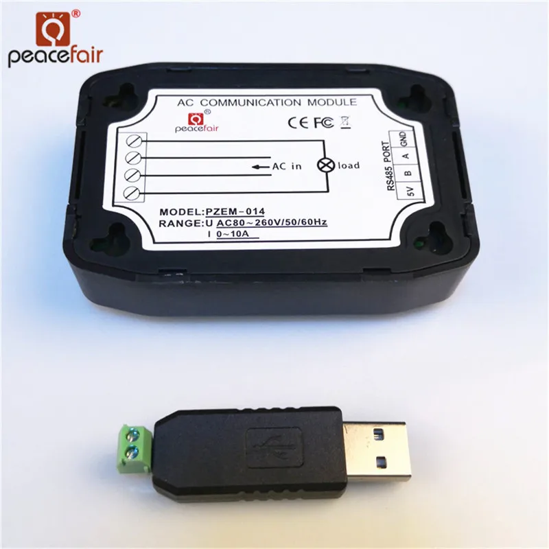 Peacefair Newest AC Power Meter Energy Meter RS485 Modbus 220V 10A Volt