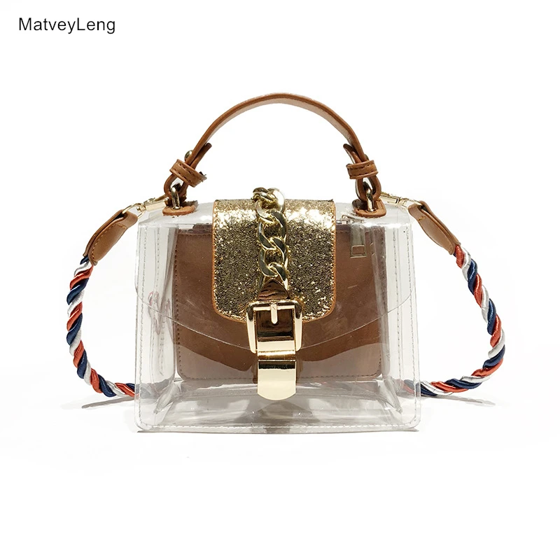 

Small Square Bag 2018 Summer New Ladies Transparent Cotton Rope Shoulder Bag Messenger Bag Korean Fashion Wild Messenger Bag