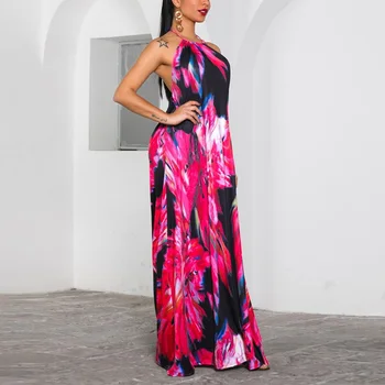 

2019 Female Colour Printing Open Back Maxi Dress Summer Sleeves Half Long Dresses Casual Elegant Vestidos