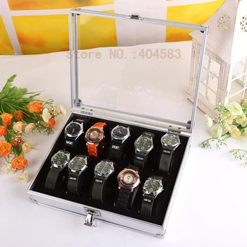 

10-Grid Watch Display Box Case Jewelry Bracelet Display Stand Holder Storage Case tabletop showcase
