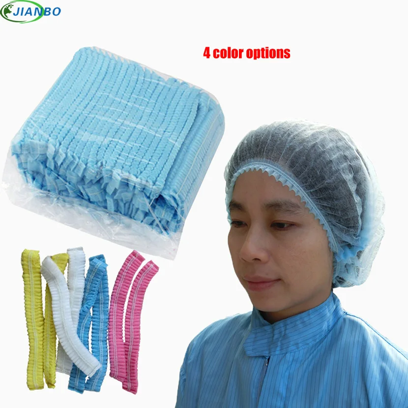 100pcs Disposable Food Laboratory Caps Non Woven Pleated Anti