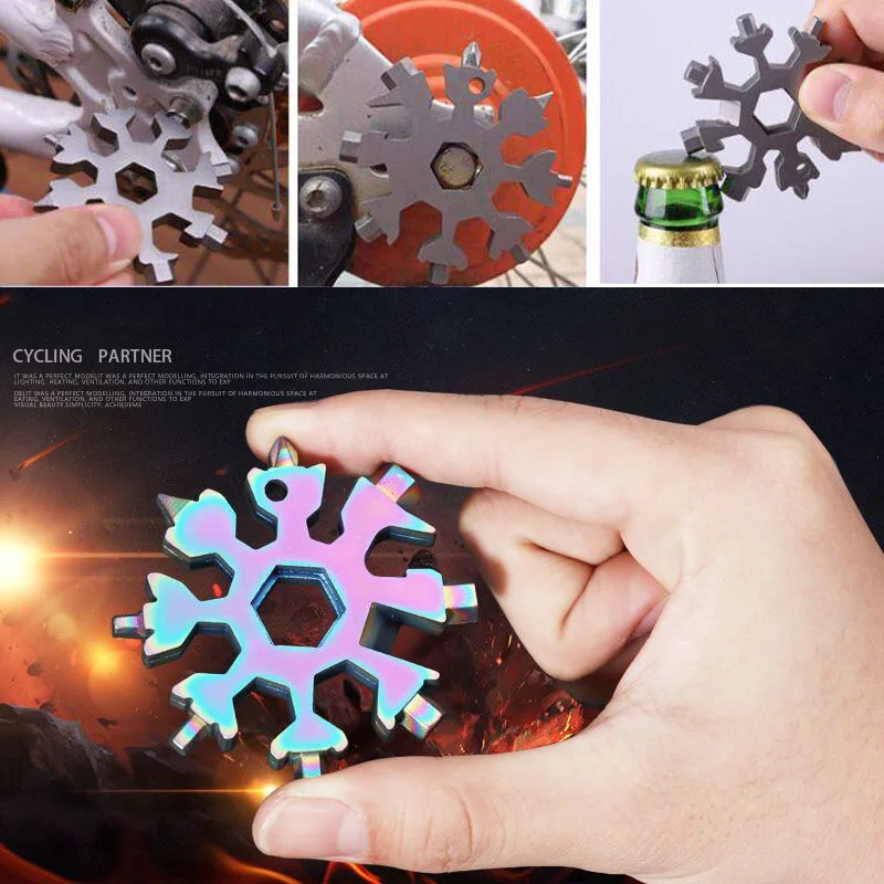 

EDC Outdoor Multi-function Portable Tool All Steel Multi-function Gadget Snowflake Octagonal Wrench Bicycle Companion