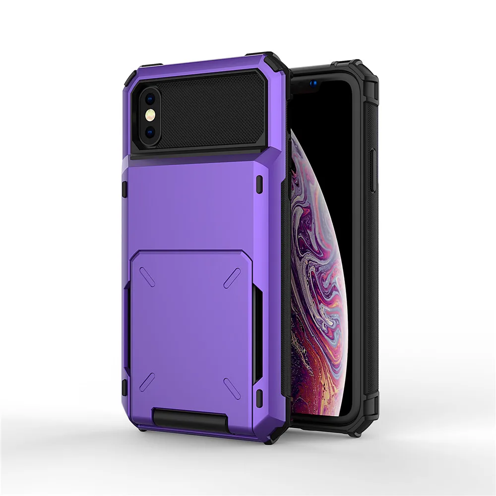 For iPhone XR Case X XS MAX Wallet Card Holder Cover Dual Layer Phone Case For iPhone XR 7 8 Plus 6 6S X se 2020 11 12 Fundas iphone 7 case