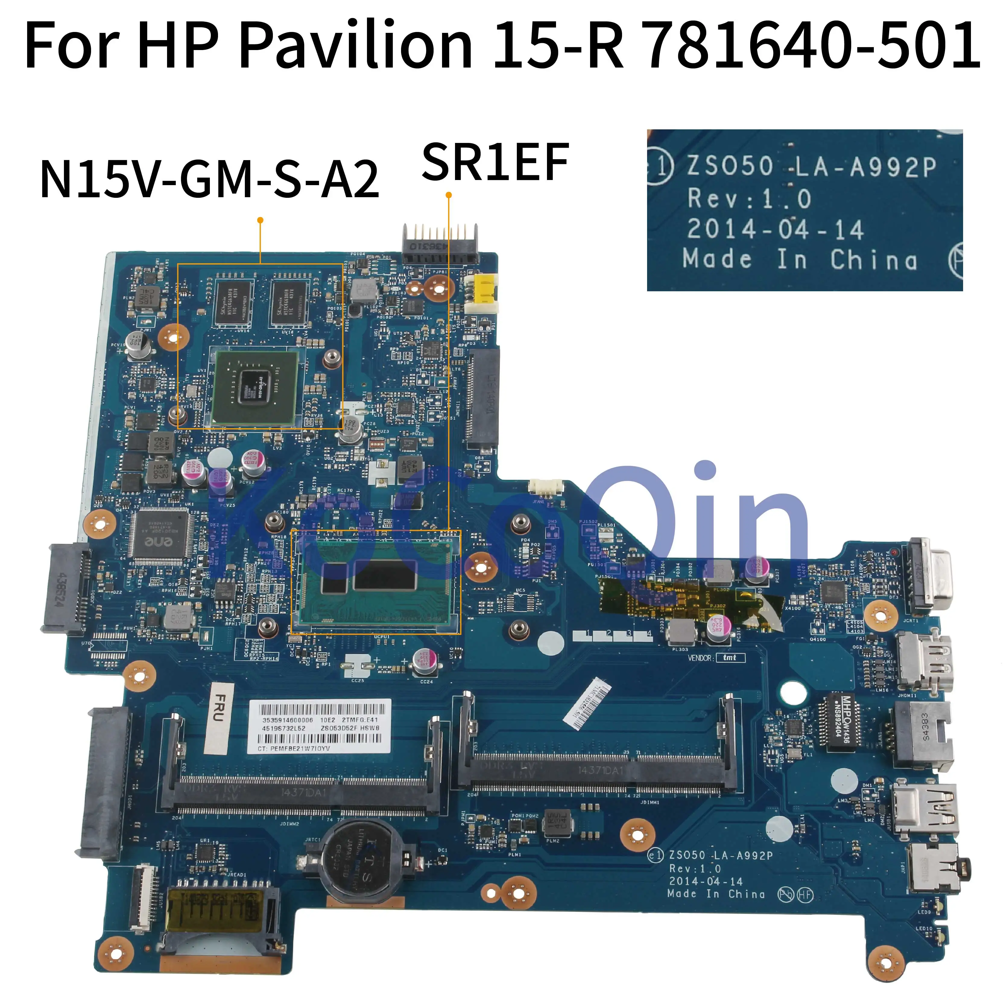 Kocoqin Laptop Motherboard For Hp Pavilion 15 R 250 G3 I5 4210u