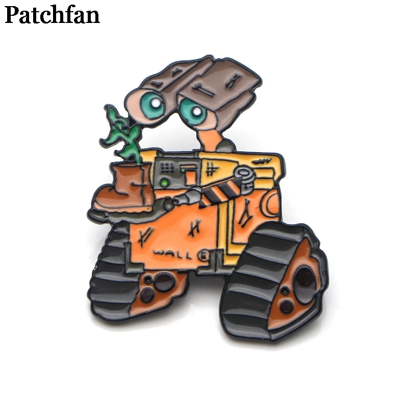 Patchfan WALL E Robots металлический Узелок цинка Значки для рубашки сумка для одежды рюкзак броши для обуви значки медали украшения A1949