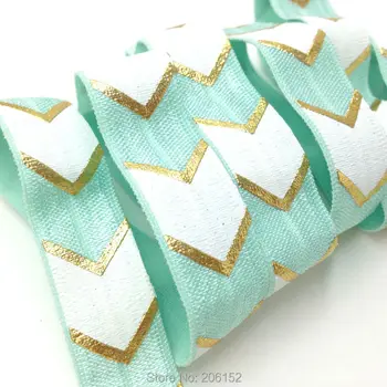 

10Yard/lot Mint Fold Over Elastic with Arrow Print FOE Chevron Print Foldover Elastic for Elastic Hair Band Hair Accessories