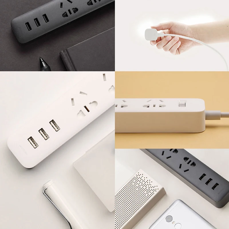 Xiaomi power strip с 3 USB удлинитель Разъем многофункциональная Быстрая зарядка силовая полоса 10A 250V 2500W