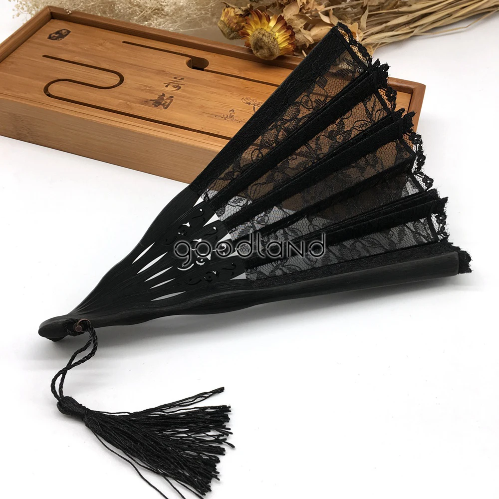 1 шт., винтажный Ретро Китайский кружевной ручной вентилятор, высокое качество, черный бамбуковый складной веер, веер для танцев, вечерние принадлежности для подарка