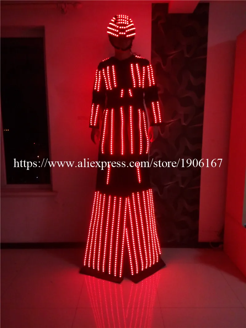 Colorful Full color LED light stilts costumes led party disco DJ wear ballroom dance luminous program clothes robot suit10